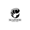 shrimp seafood logo vector icon, lobster animal, classic retro design Royalty Free Stock Photo