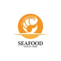 shrimp seafood logo vector icon, lobster animal, classic retro design Royalty Free Stock Photo