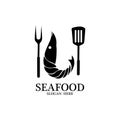 shrimp seafood logo vector icon, lobster animal, classic retro design Royalty Free Stock Photo