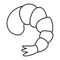 Shrimp. Seafood. Sketch. Vector illustration. Coloring book for children. Shrimp tail. Outline on isolated background.