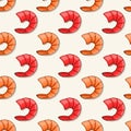 Shrimp seamless background, seafood pattern