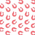 Shrimp seamless pattern isolated on white background