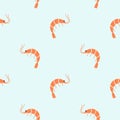 Shrimp, seamless pattern, vector