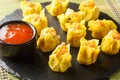 Shrimp shumai also pronounced siu mai or shao mai are a popular Cantonese steamed dumpling often served at Chinese closeup. Royalty Free Stock Photo