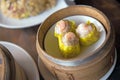 Shrimp Shumai,steamed dish,Chinese food on plate,Dimsum Royalty Free Stock Photo