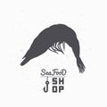 Shrimp silhouette. Seafood shop branding template