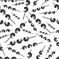 Shrimp silhouette on a skewer seafood seamless pattern on a colorless background