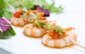 Shrimp skewer with peppers
