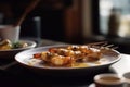 Shrimp skewers. Grilled shrimp on sticks. Generative AI