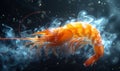 Shrimp on smoke stock photo. A detailed view of a shrimp, showcasing its intricate features