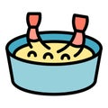 Shrimp soup icon vector flat