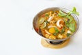 Shrimp soup or Noodle Tom Yam goong Traditional food in Thailand. Royalty Free Stock Photo