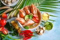 Shrimp soup on seafood soup bowl with thai herb and spices, Thai Food Tom Yum Kung, Hot and sour spicy shrimps prawns soup curry Royalty Free Stock Photo