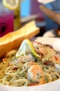 Shrimp spaghetti Royalty Free Stock Photo