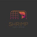 Shrimp symbol icon and fishing net set orange violet gradient co
