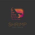 Shrimp symbol icon and fishing net set orange violet gradient