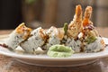 Shrimp Tempura Avocado Sushi Roll Royalty Free Stock Photo