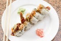 Shrimp Tempura Avocado Sushi Roll Royalty Free Stock Photo