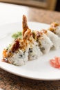 Shrimp Tempura Avocado Sushi Roll Royalty Free Stock Photo