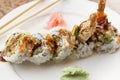 Shrimp Tempura Avocado Sushi Roll Royalty Free Stock Photo