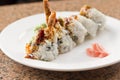 Shrimp Tempura Avocado Sushi Roll Royalty Free Stock Photo