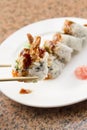Shrimp Tempura Avocado Sushi Roll Royalty Free Stock Photo