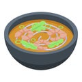 Shrimp thai soup icon, isometric style