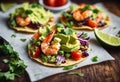 Shrimp tostadas, a popular Mexican dish. Royalty Free Stock Photo