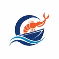 Shrimp vector logo icon vector art illustration. Royalty Free Stock Photo