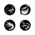 Shrimp vector slilhouette logo icon bundle Royalty Free Stock Photo