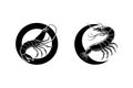 Shrimp vector slilhouette logo icon bundle Royalty Free Stock Photo