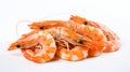 Shrimp on a white background. Neural network AI generated Royalty Free Stock Photo