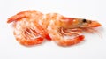 Shrimp on a white background. Neural network AI generated Royalty Free Stock Photo