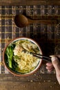 Shrimp wonton noodle soup with choy sum Royalty Free Stock Photo