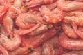 Shrimps background texture. A lot of shrimps. Cooked shrimps Royalty Free Stock Photo