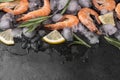 shrimps ice with lemon herbs. High quality photo Royalty Free Stock Photo