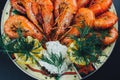 shrimps with lemon and black pepper for oktoberfest Royalty Free Stock Photo