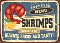 Shrimps menu retro seafood restaurant ad Royalty Free Stock Photo