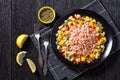 Shrimps and millet pilaf with mango and veggies