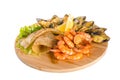 Shrimps, mussels, fish with lemon