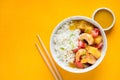 Shrimps pineapple rice in a bowl, asian cuisine food