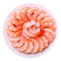 Shrimps on plate isolated over white. Seafood Royalty Free Stock Photo
