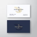 Shrimps and Prawns Seafood Abstract Elegant Vector Sign or Logo and Business Card Template. Premium Stationary Realistic