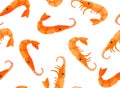 Shrimps seafood, prawns menu seamless pattern