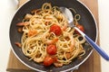 Shrimps And Spaghetti In Pan Royalty Free Stock Photo