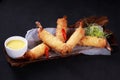 Shrimps tempura, battered fried prawns