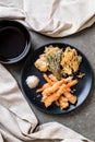 shrimps tempura (battered fried shrimps) with vegetable