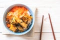 shrimps tempura rice bowl with shrimp egg and seaweed Royalty Free Stock Photo