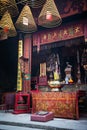 Shrine detail inside chinese a-ma temple in macau china Royalty Free Stock Photo