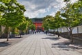 The shrine gate and approach inside Fushimi-inari shrine. Kyoto Japan Royalty Free Stock Photo